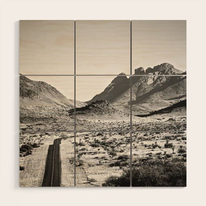 The Lost Highway Iii Black & White Wood Wall Art