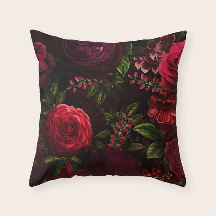 Vintage & Shabby Chic - Vintage & Shabby Chic - Mystical Night Roses Throw Pillow