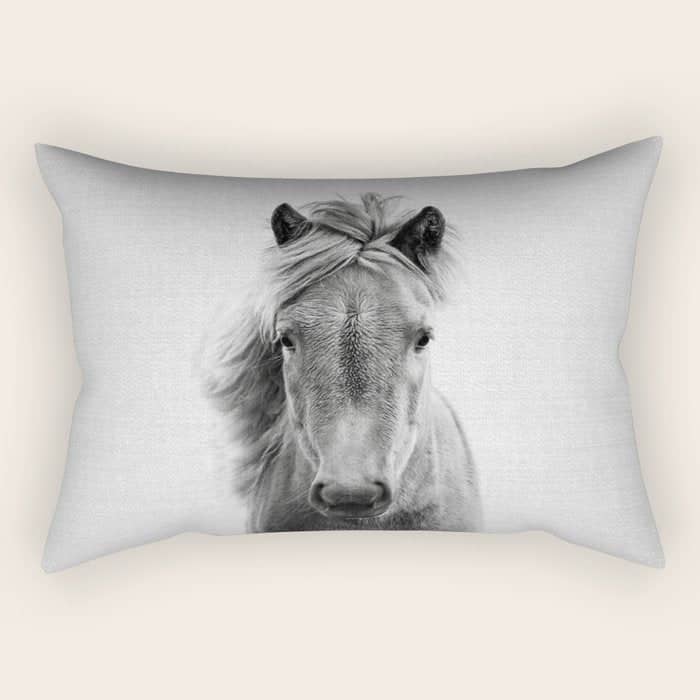 Wild Horse - Black & White Rectangular Pillow