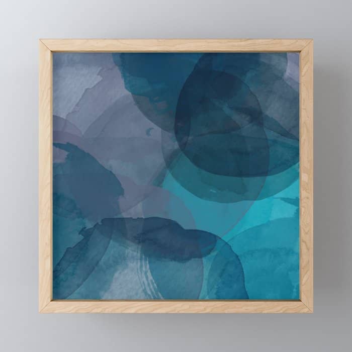 Abstract Watercolor Circles In Ombre Blue Mini Art Print
