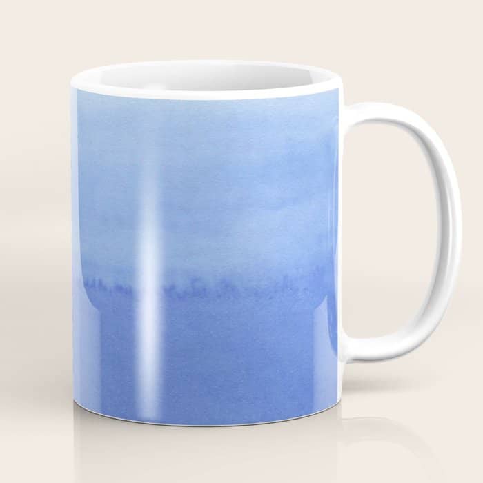 Hand Painted Navy Blue Aqua Watercolor Ombre Pattern Coffee Mug