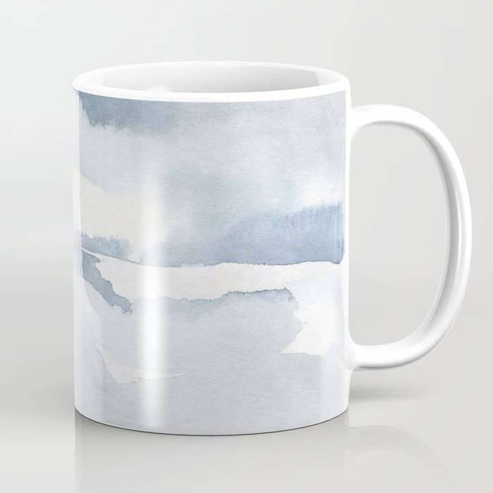 Pastel Blue Gray Abstract Watercolor Brushstrokes Stripes Pattern Coffee Mug