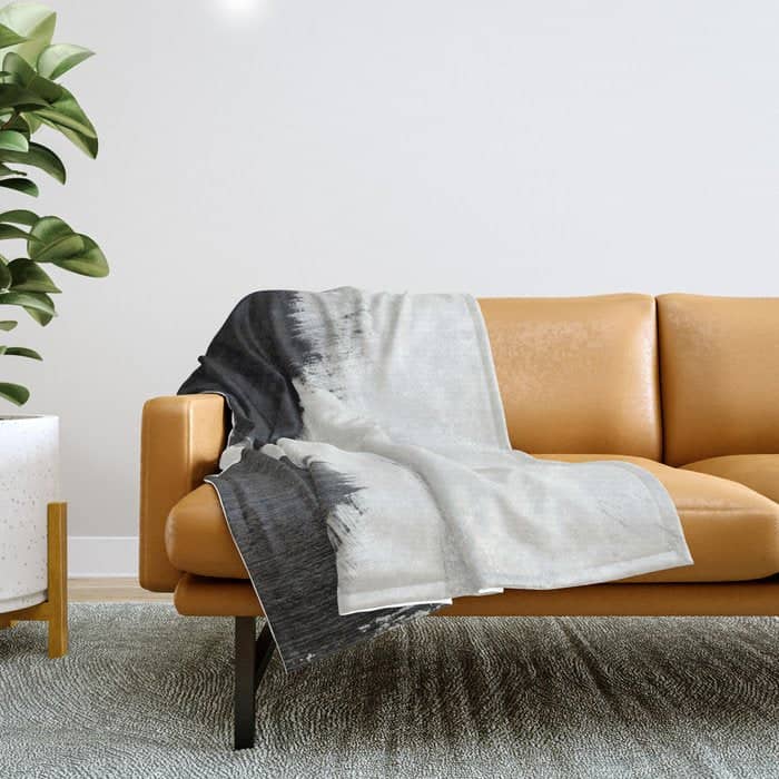 Brush Stroke Black White Painted Ii Throw Blanket