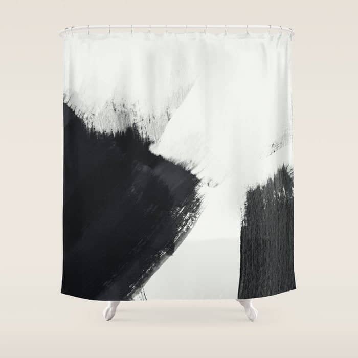 Brush Stroke Black White Painted Ii Shower Curtain
