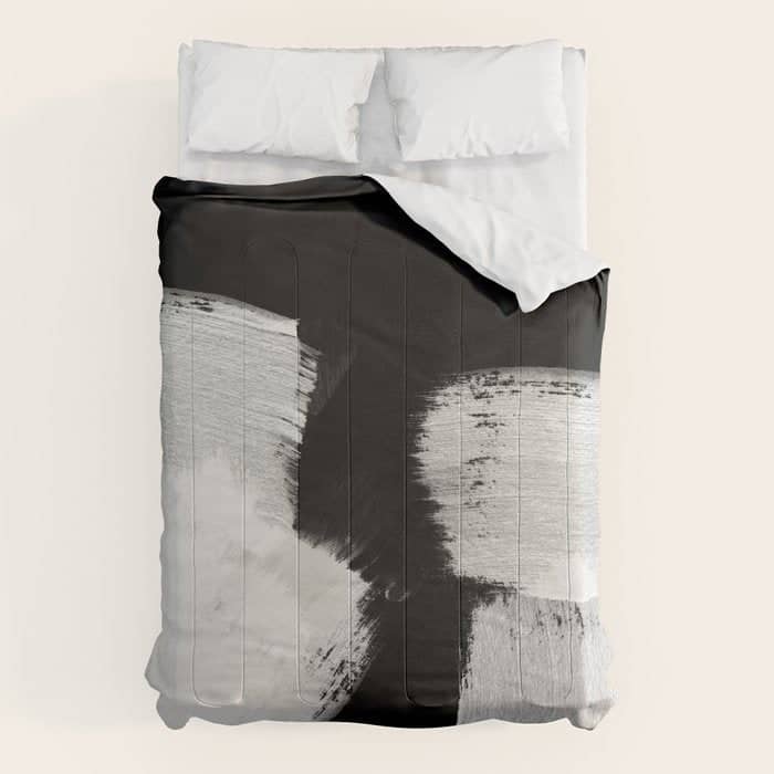 Brush Stroke Black White Painted Comforter