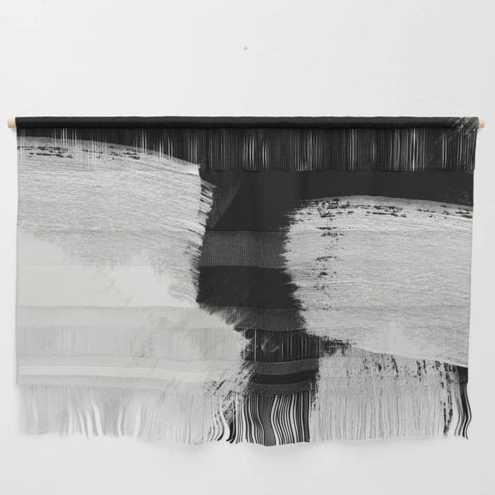 Brush Stroke Black White Painted Wall Hanging