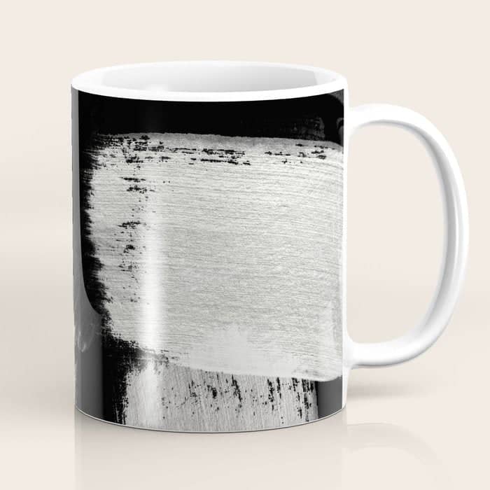 Brush Stroke Black White Painted Coffee Mug