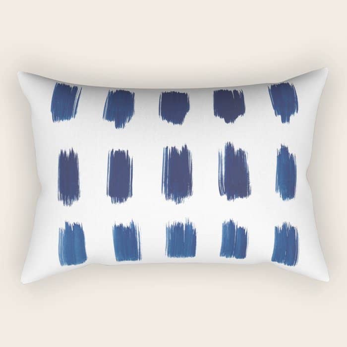 Indigo Abstract Brush Strokes | No. 6 Rectangular Pillow