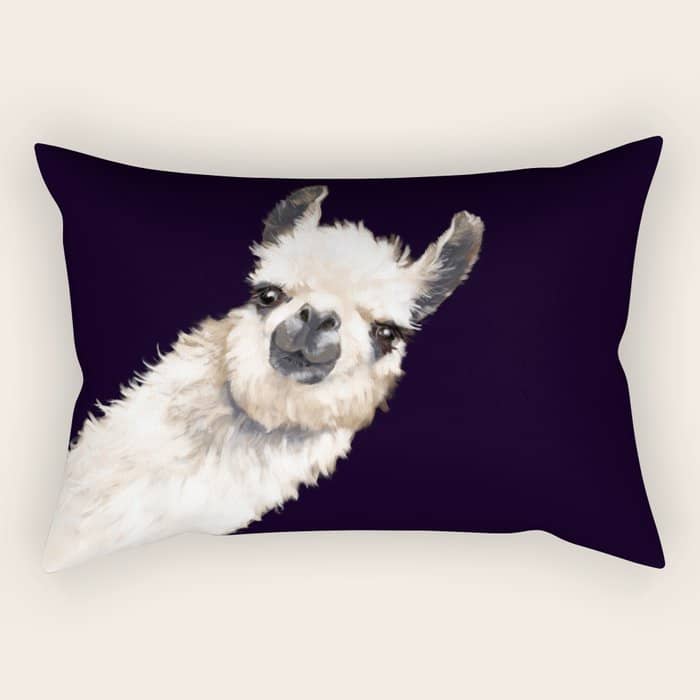 Sneaky Llama In Black Rectangular Pillow