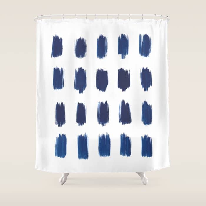 Indigo Abstract Brush Strokes | No. 6 Shower Curtain