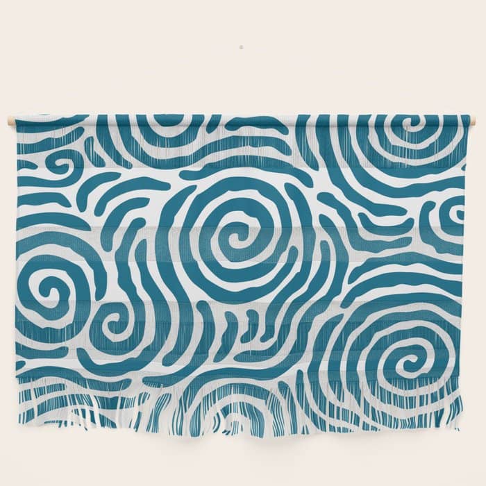 Ripple Effect Pattern Peacock Blue Wall Hanging