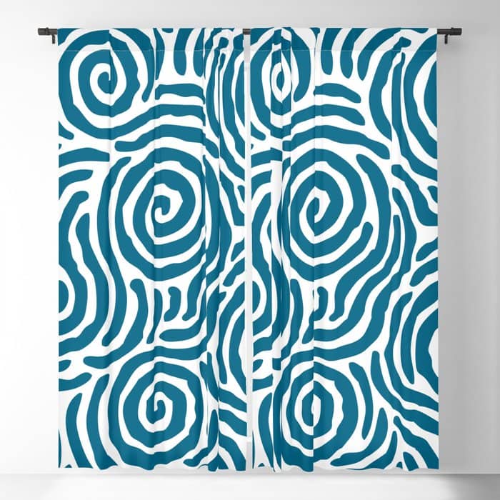 Ripple Effect Pattern Peacock Blue Window Curtain