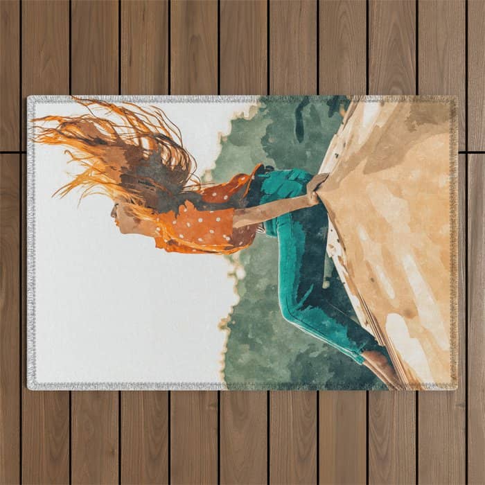 Live Free, Freedowm Woman Empower Painting, Fashion Female Human Rights Outdoor Rug