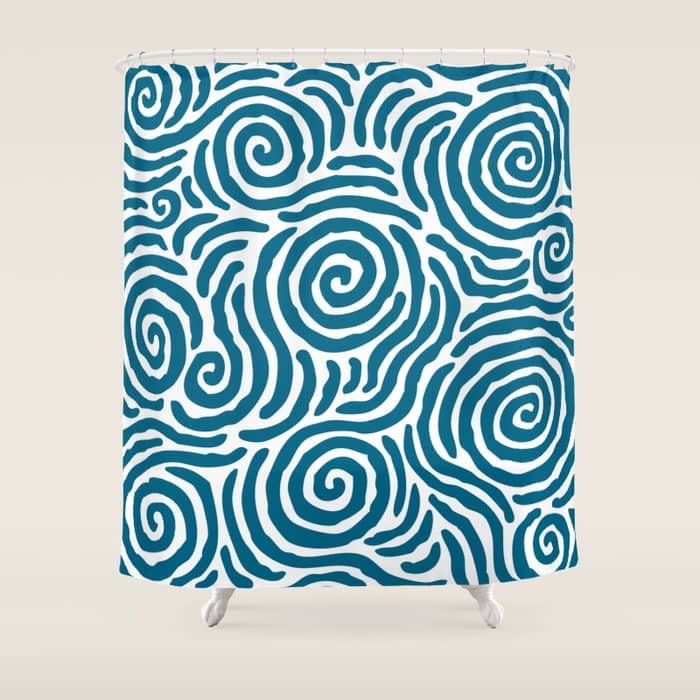 Ripple Effect Pattern Peacock Blue Shower Curtain