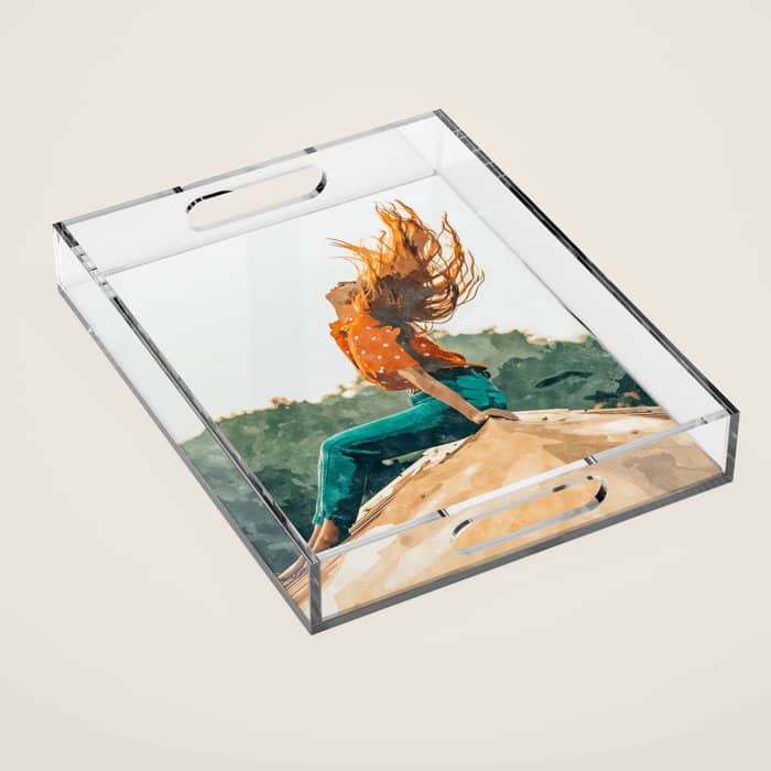 Live Free, Freedowm Woman Empower Painting, Fashion Female Human Rights Acrylic Tray