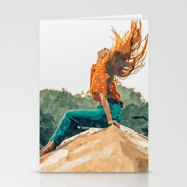 Live Free, Freedowm Woman Empower Painting, Fashion Female Human Rights Stationery Card