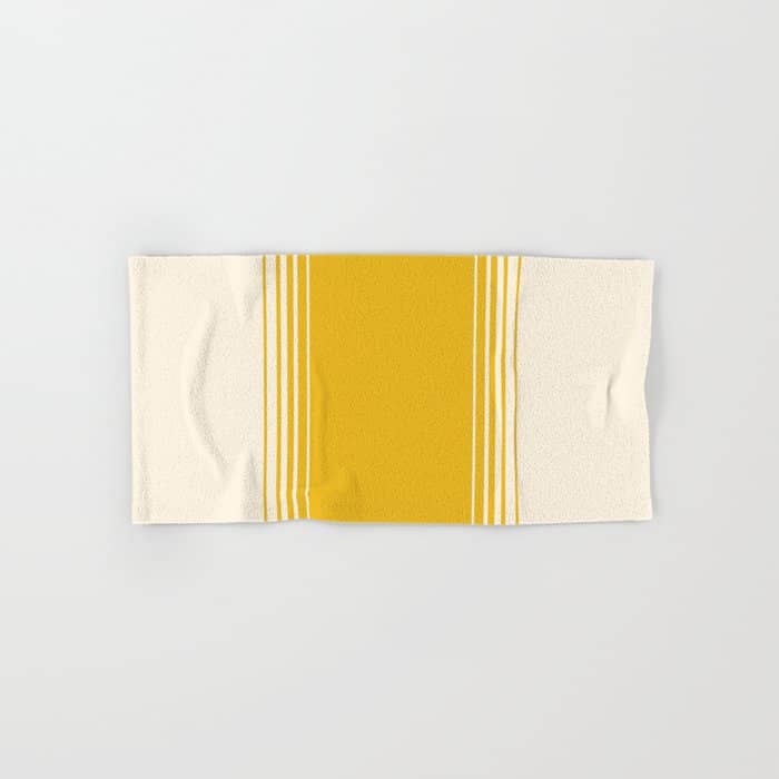 Marigold Yellow And Creme Lines Bath Towel