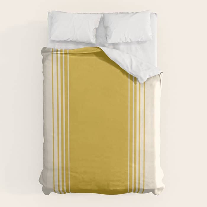 Marigold Yellow And Creme Lines Duvet Cover