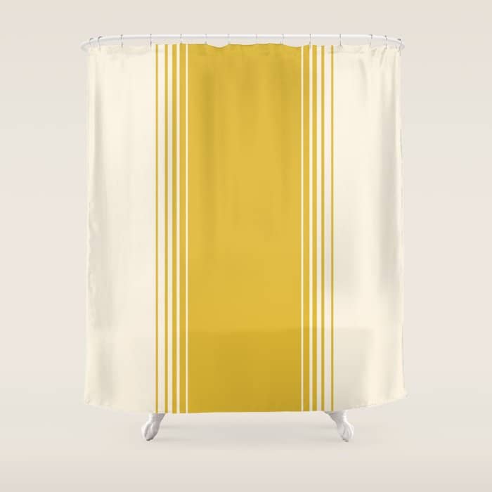 Marigold Yellow And Creme Lines Shower Curtain
