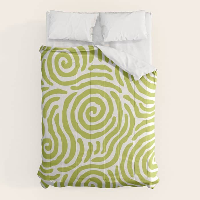 Ripple Effect Pattern Chartreuse Comforter