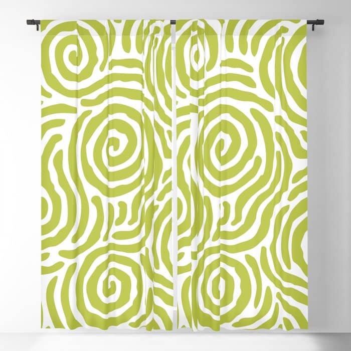 Ripple Effect Pattern Chartreuse Window Curtain