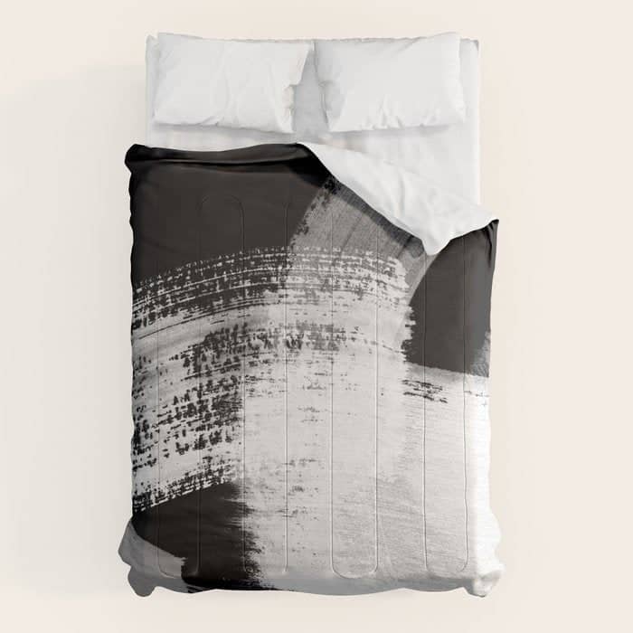 Modern Painterly Brush Strokes Texture In Bw Comforter