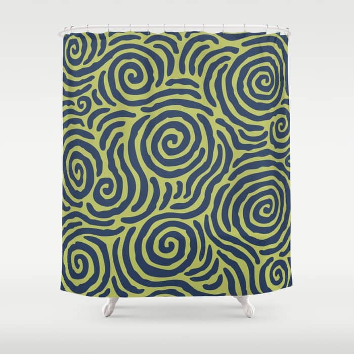 Ripple Effect Pattern Blue And Chartreuse Shower Curtain