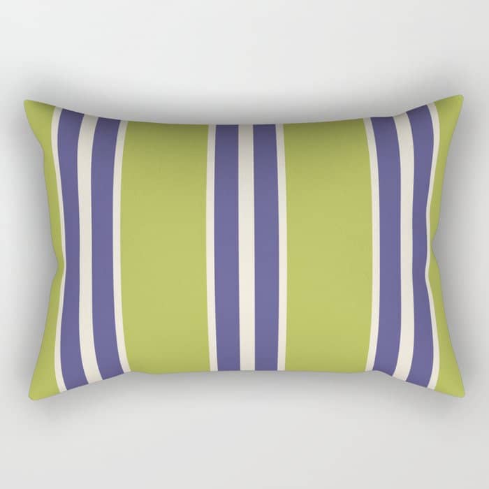 Vertical Stripes Chartreuse And Blue Rectangular Pillow