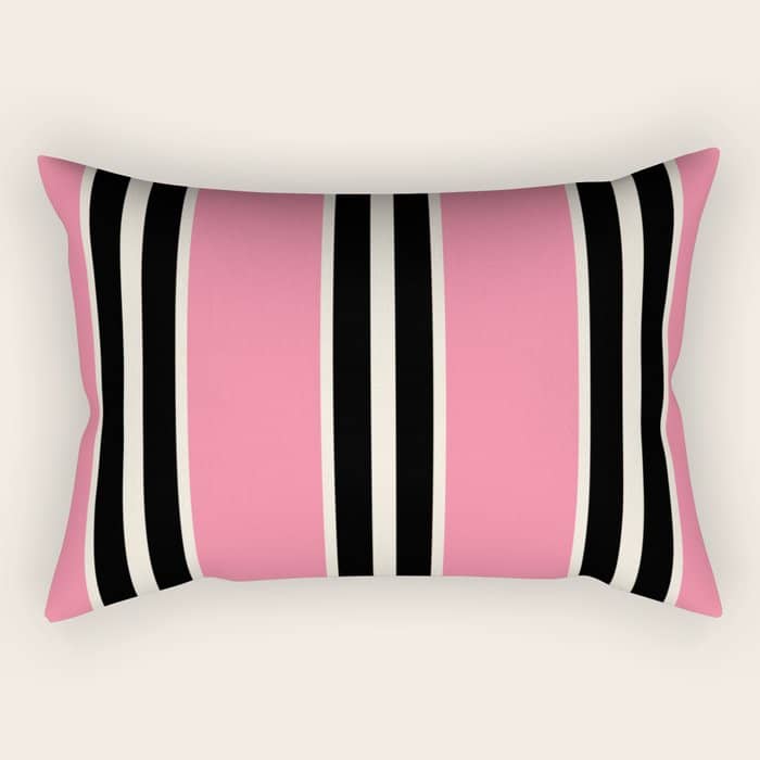 Vertical Stripes Pink And Black Rectangular Pillow