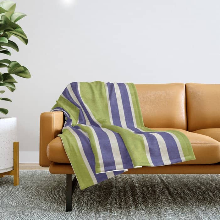 Vertical Stripes Chartreuse And Blue Throw Blanket