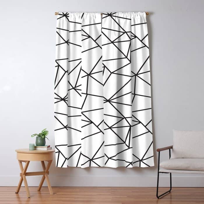 Geometrical Modern Black Abstract Wondrous Pattern Window Curtain