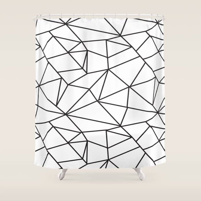 Geometrical Modern Black Abstract Wondrous Pattern Shower Curtain