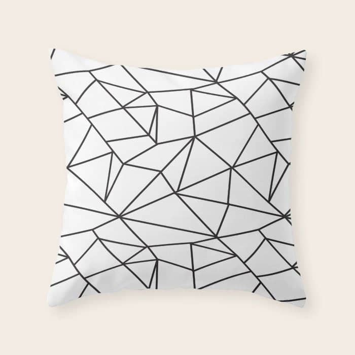Geometrical Modern Black Abstract Wondrous Pattern Throw Pillow