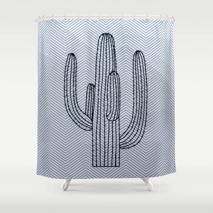 Deserted Cactus - Chevron Slate Shower Curtain