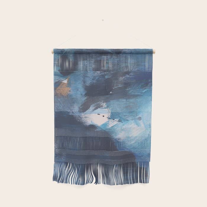Ships In The Night: A Vibrant Abstract Mixed-Media Piece In Blues And Golds By Alyssa Hamilton Art Wall Hanging