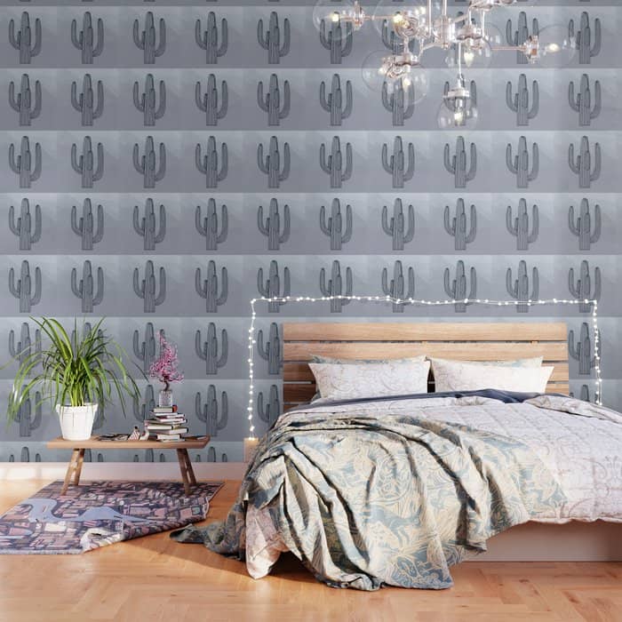 Deserted Cactus - Chevron Slate Wallpaper
