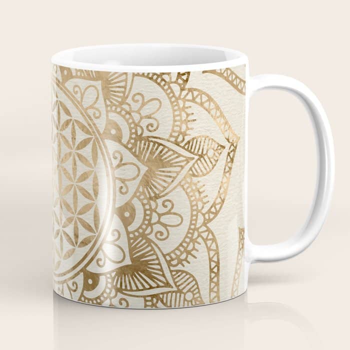 Flower Of Life In Lotus - Pastel Golds And Canvas Coffee Mug