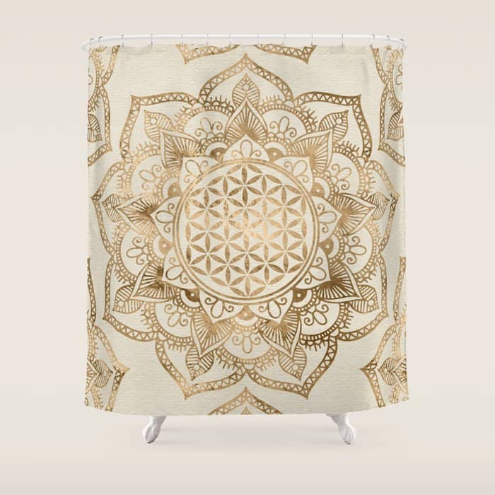 Flower Of Life In Lotus - Pastel Golds And Canvas Shower Curtain