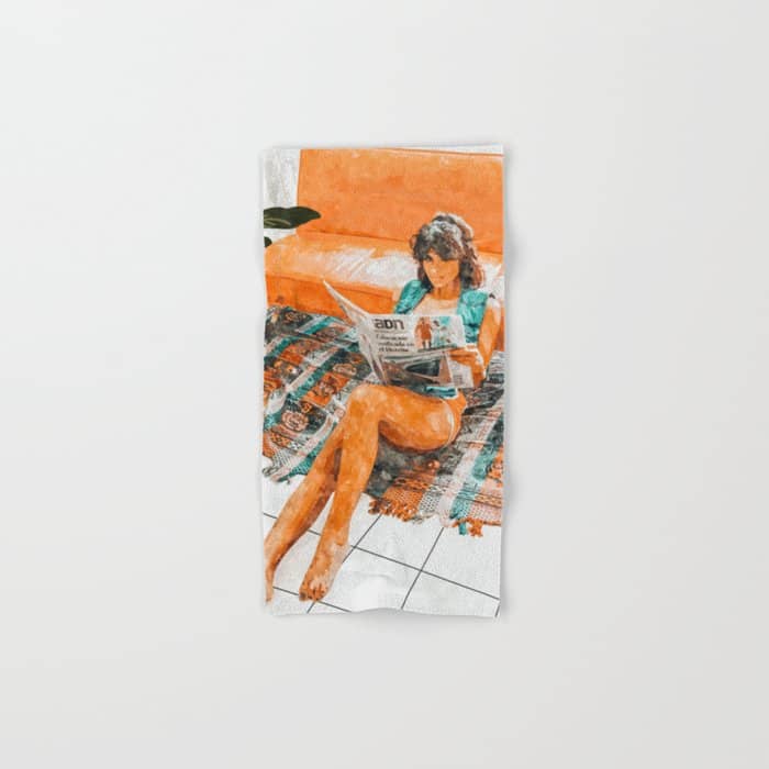 The Gossip Column | Modern Bohemian Woman Hippie DCor | Staycation Fashion Painting  Bath Towel