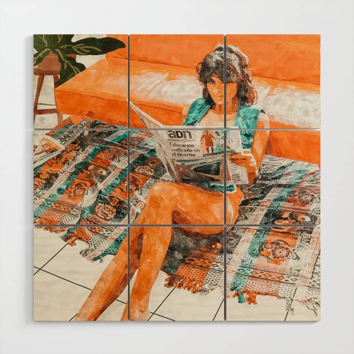 The Gossip Column | Modern Bohemian Woman Hippie DéCor | Staycation Fashion Painting  Wood Wall Art