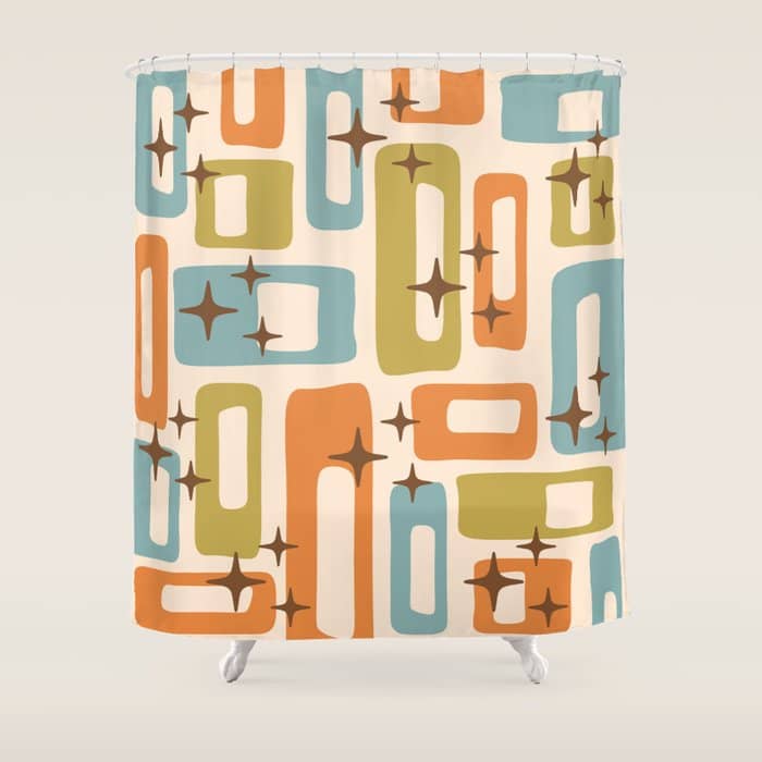 Mid Century Modern Style 922 Orange Green Blue Shower Curtain