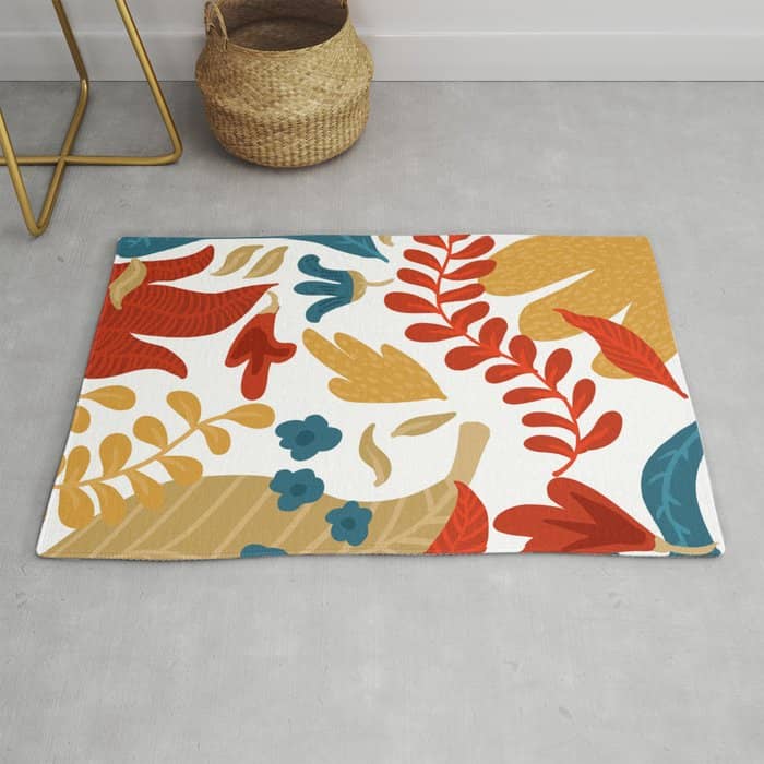 Echo Of Innocence | Botanical Nature Eclectic Plants | Vintage Floral Rustic Spring Garden Blossom Rug