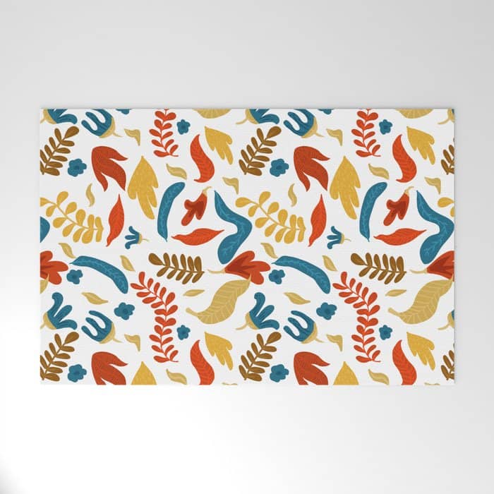 Echo Of Innocence | Botanical Nature Eclectic Plants | Vintage Floral Rustic Spring Garden Blossom Welcome Mat