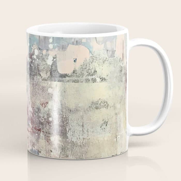 Mirage [1]: A Vibrant Abstract Piece In Pinks Blues And Gold By Alyssa Hamilton Art Coffee Mug