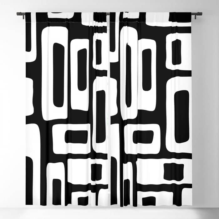 Black And White Mid Century Modern Abstract Pattern 335 Window Curtain