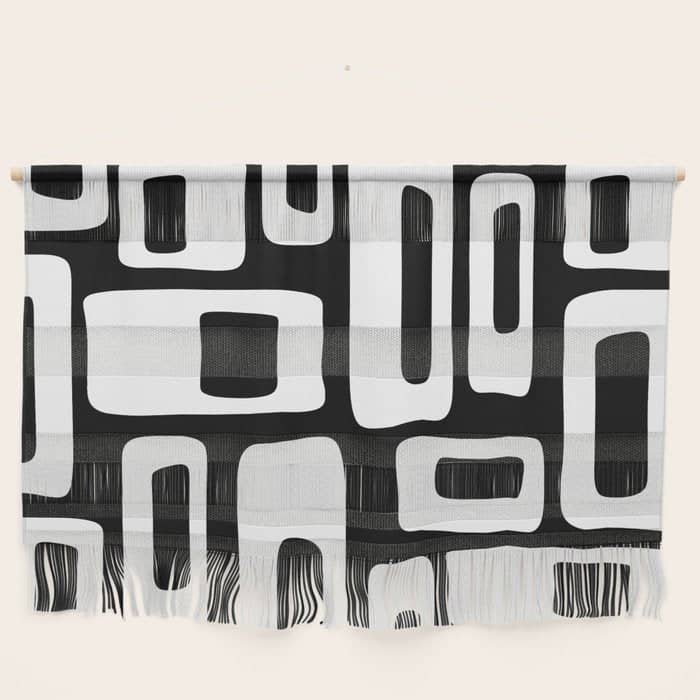 Black And White Mid Century Modern Abstract Pattern 335 Wall Hanging