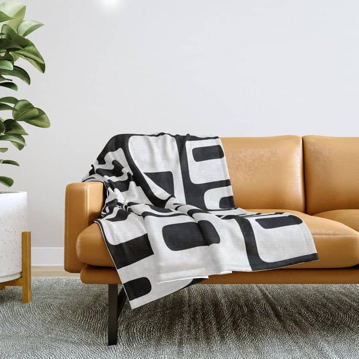 Black And White Mid Century Modern Abstract Pattern 335 Throw Blanket