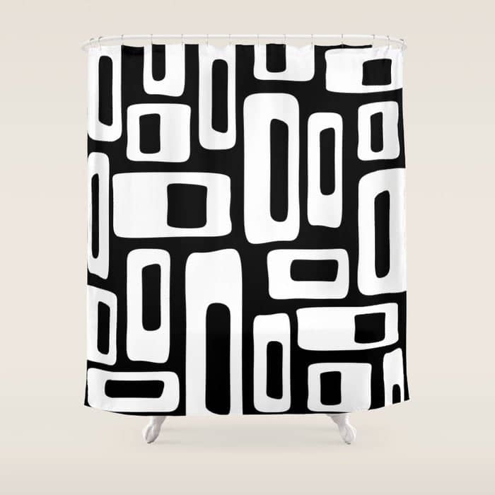 Black And White Mid Century Modern Abstract Pattern 335 Shower Curtain