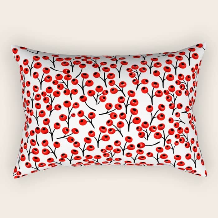 Christmas Red Fruit - Pattern No 4 Rectangular Pillow