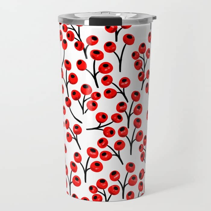 Christmas Red Fruit - Pattern No 4 Travel Mug